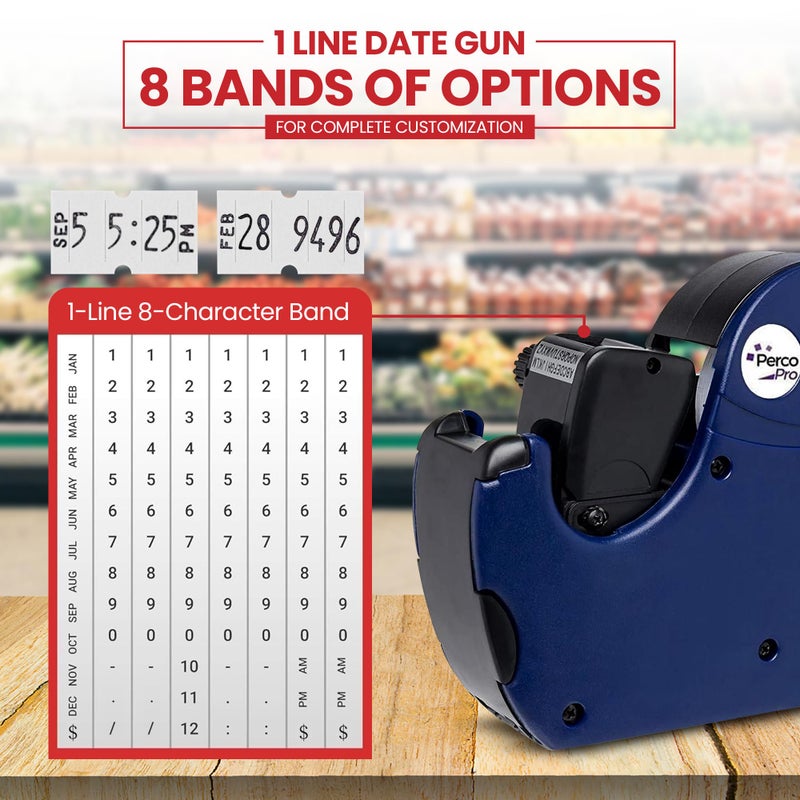 Perco Pro 1 Line Date Label Gun Kit, Includes 8 Digits Date Gun Labeler, 10,000 Plain White Labels, and Preloaded Inker - Image 3
